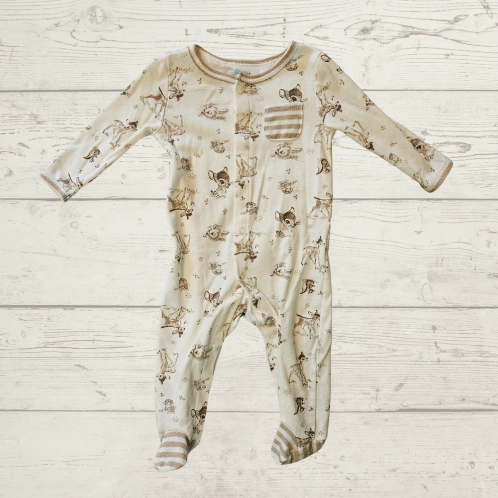 Disney Baby Bambie Snap Footie Pajamas Size 3-6m